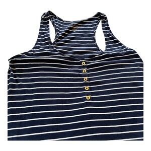 Lilly Pulitzer Women's Striped Racerback Tank Top‎ Nautical Navy White